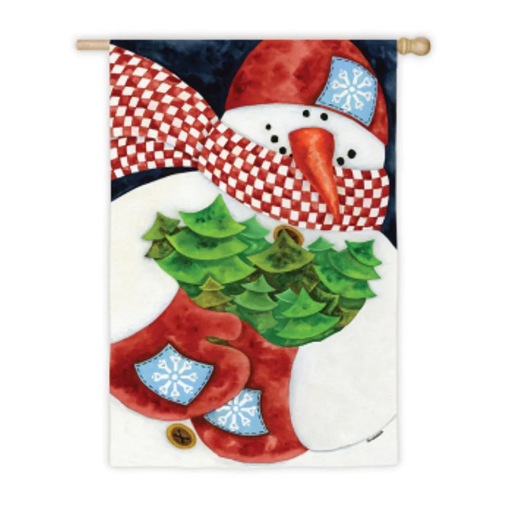 Winter Season’s Countryside Snowman Christmas Flag 43″ x 29″