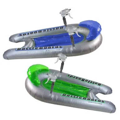 Set of 2 Green and Blue Inflatable Water Sports Battle Board Squirters – 53″
