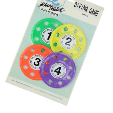 Set of 4 Multi Color Swimming Pool Diving Game Discs for Hours of Fun