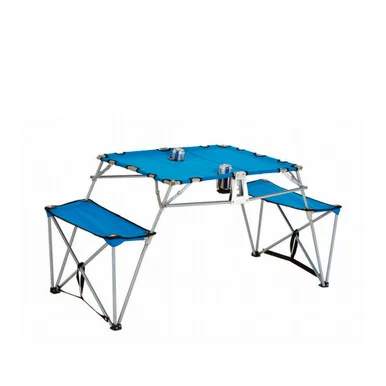 Table and Bench Portable Fold Up with Cupholders Outdoor Backpack Set