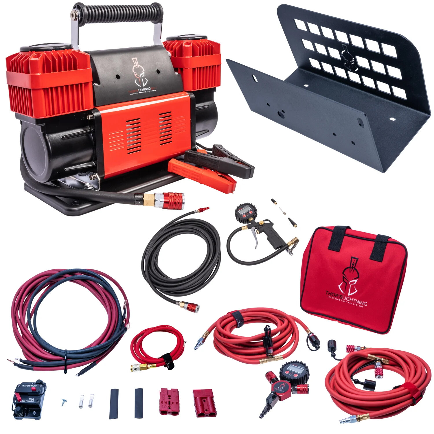 Thor's Lightning 12v True Dual Portable Air Compressor Ultimate Setup Bundle for 20-26 Jeep Gladiator JT
