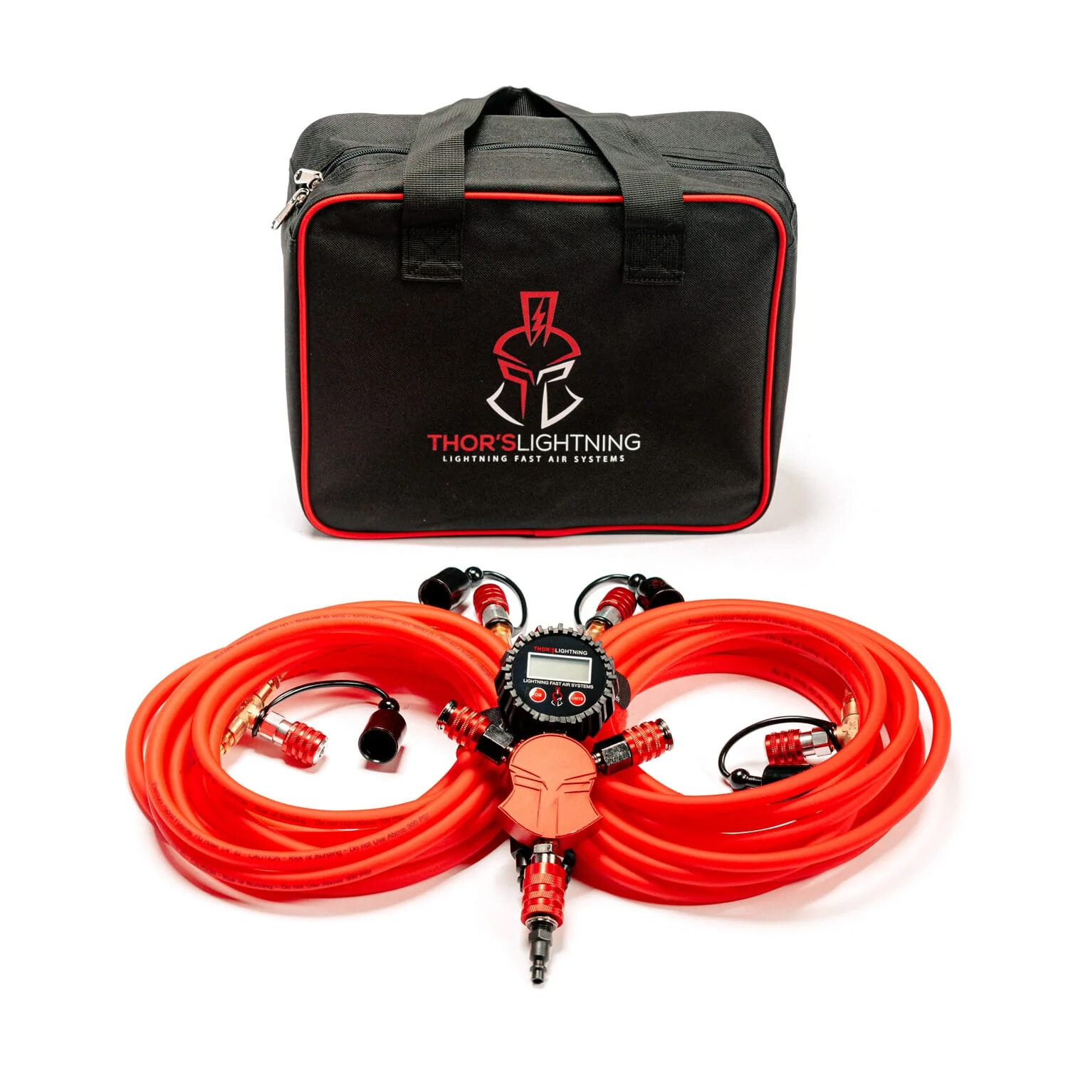 Thor's Lightning MID001RD Rapid 4-Tire Portable Adventure Air System in Red for Midsize Air Systems