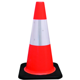 Traffic Safety 28" Orange Cone, Black Base, 6" Reflective Collar
