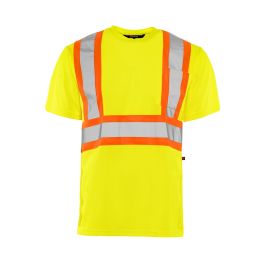TT1 Short Sleeve Polyester Traffic T-Shirt, 4″ Refl. Tape Yellow - XS