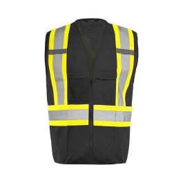 Ground Force Traffic Vest with Zipper - Black