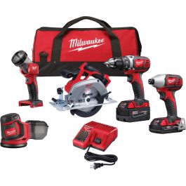 Milwaukee M18 18V Lithium-Ion Cordless Combo Kit (5-Tool) with 2 Batteries, 1 Charger, 1 Tool Bag