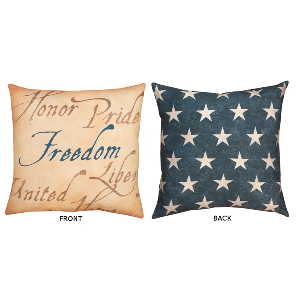 20″ Reversible Outdoor Deck and Patio Patriotic Freedom Stars Throw Pillow