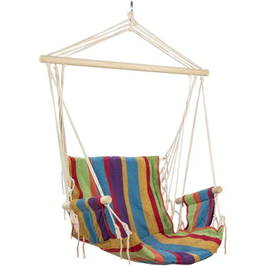 Vibrant 37″ Multi-Color Stripe Outdoor Patio Hammock Chair: Comfort and Style in Every Swing