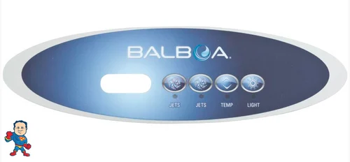 Viking Spa Control Overlay E4 Oval – Balboa 4-Button Jets/Temp/Light – 1 or 2 Pump Compatible