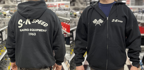 SK Speed Racing "Vintage" Logo Zip-Up Hooded Sweatshirt Mens X-Large - Black