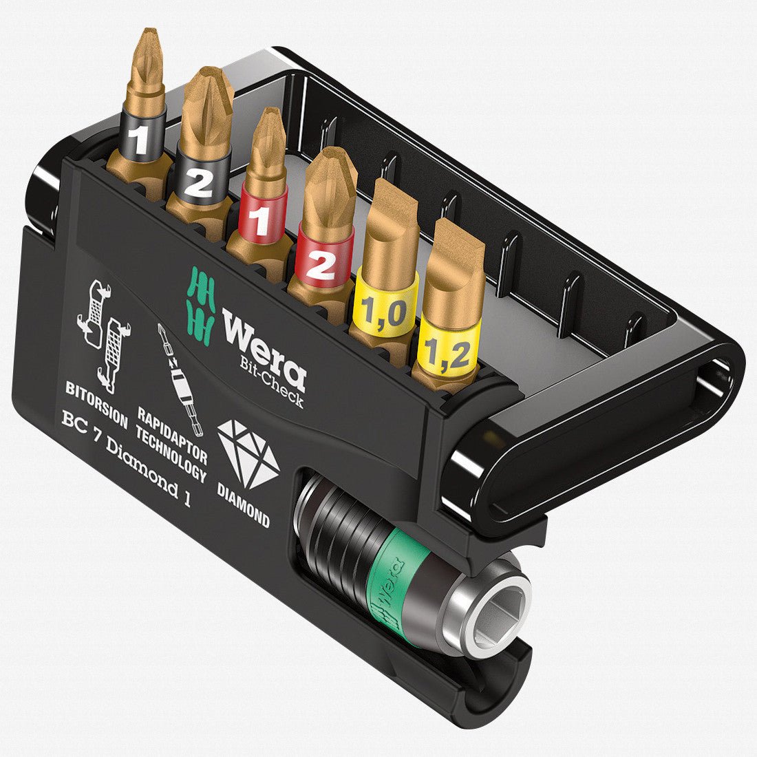 Wera 057416 Bit-Check 7 Diamond 1 Insert Bit Set - PH, PZ, Slotted