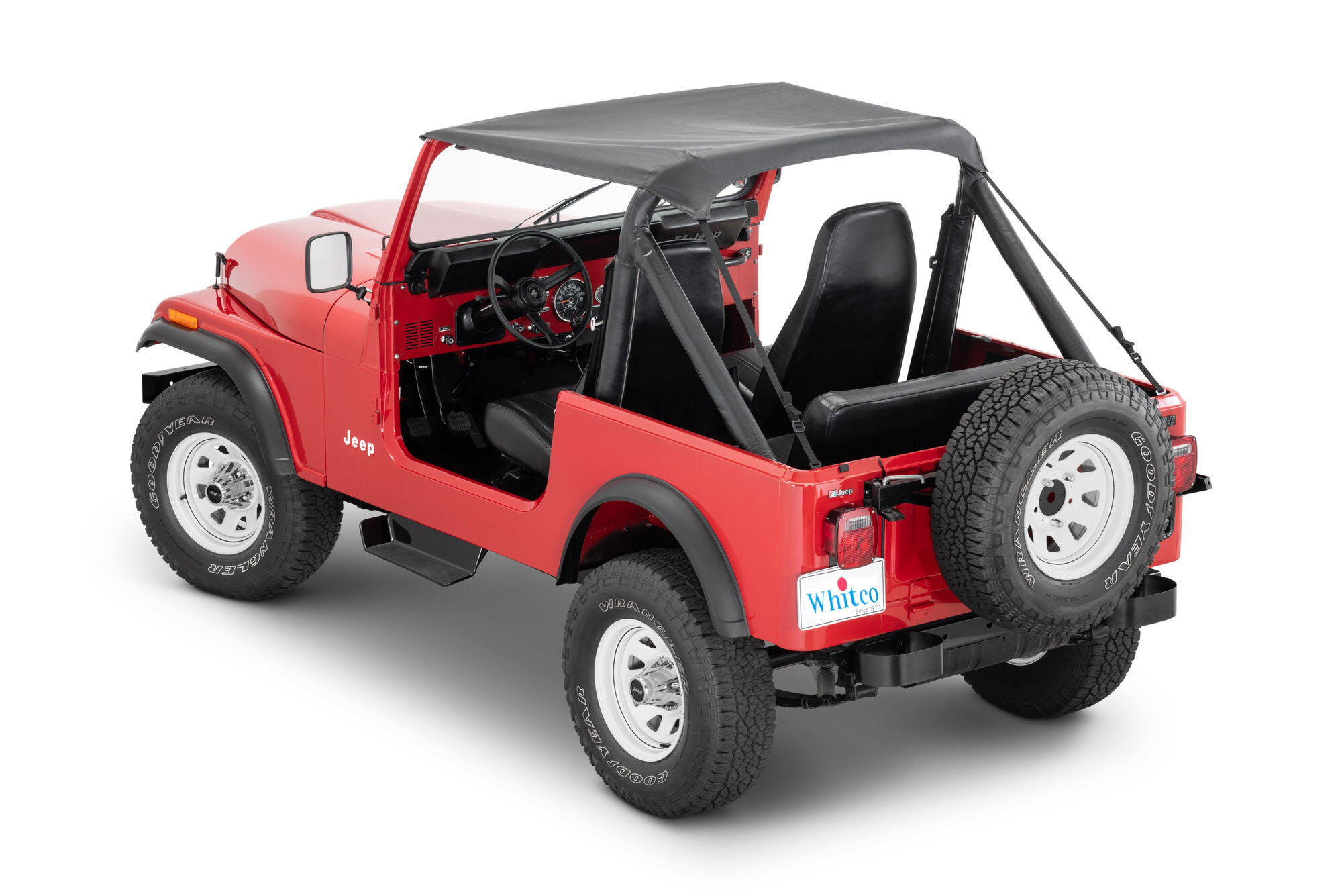 Whitco 34107135 Strap Style Bimini Top in Black Diamond Fabric for 78-91 Wrangler YJ & Jeep CJ