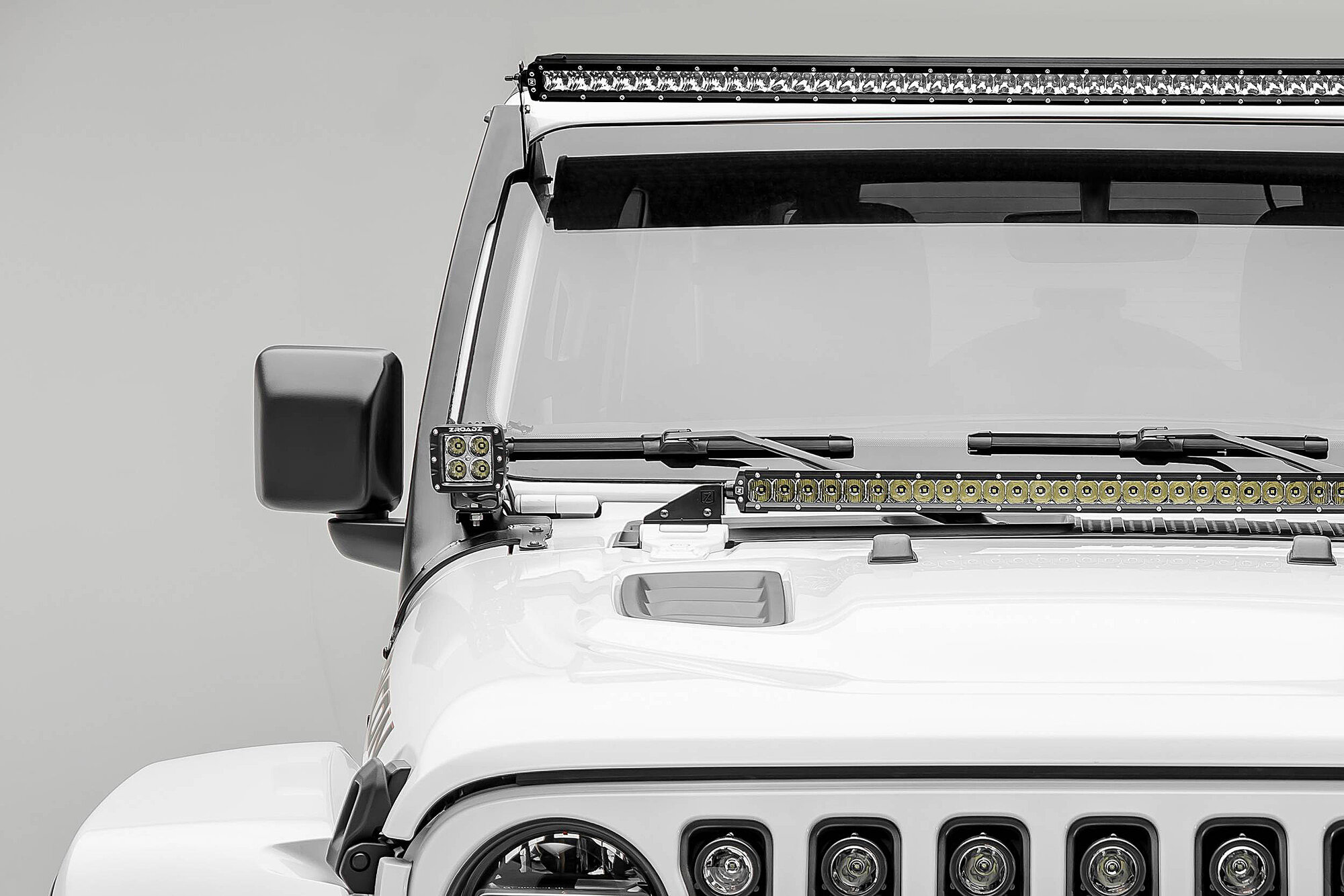 ZROADZ Z374831-KIT2S  Front Roof LED Kit with (1) 50" LED Straight Single Row Slim Light Bar and (2) 3" LED Pod Lights for 18-26 Jeep Wrangler JL & Gladiator JT